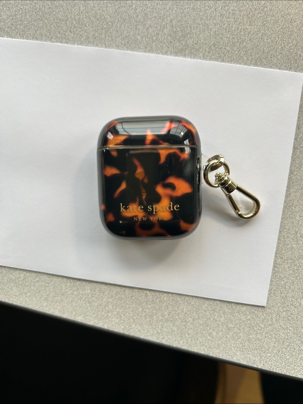 kate spade Tortoiseshell Pattern AirPods Case with Gold Clip, Fits 2nd & 1st gen